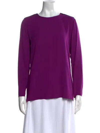 Pre-owned Longchamp Silk Crew Neck Top In Purple
