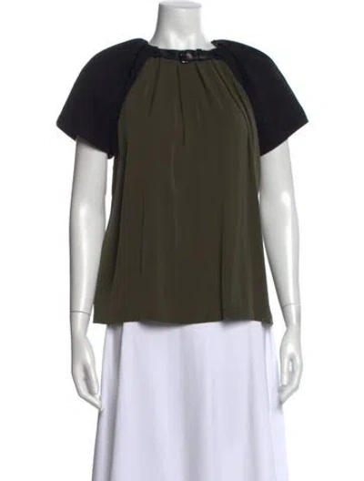 Pre-owned Longchamp Silk Crew Neck Top W/ Tags In Green