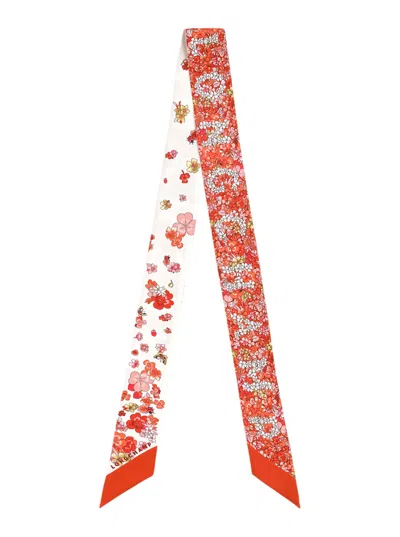 Longchamp Silk Floral All-over Print Scarf In Red