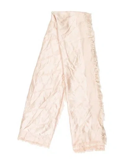 Pre-owned Longchamp Silk Floral Print Scarf In Neutral