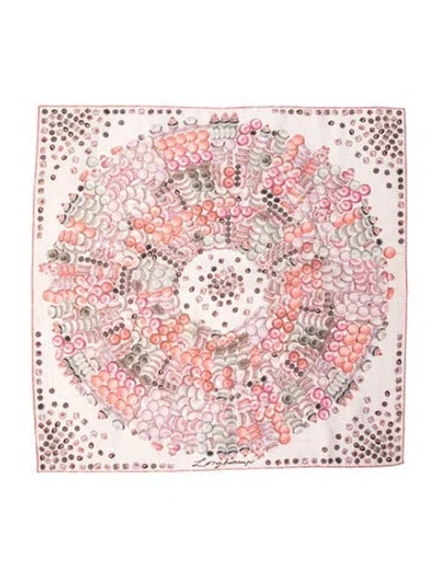 Pre-owned Longchamp Silk Graphic Print Scarf In Pink