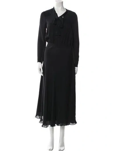 Pre-owned Longchamp Silk Long Dress In Black
