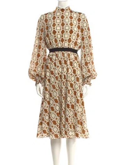 Pre-owned Longchamp Silk Midi Length Dress In Neutral