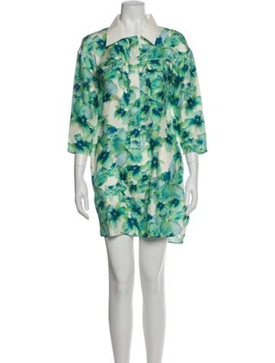 Pre-owned Longchamp Silk Mini Dress In Blue