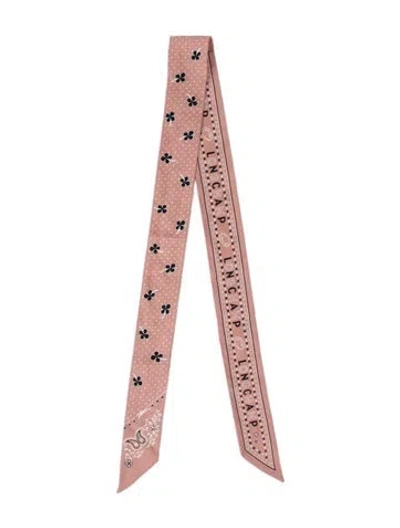 Pre-owned Longchamp Silk Paisley Print Scarf In Pink