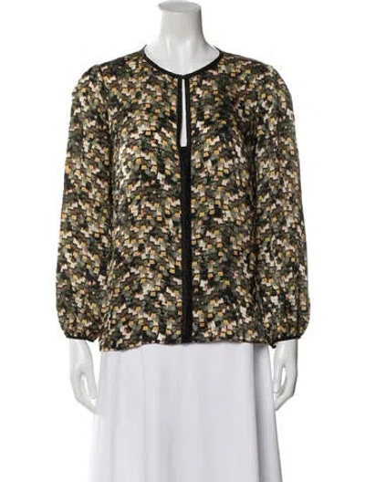 Pre-owned Longchamp Silk Patterned Top In Black