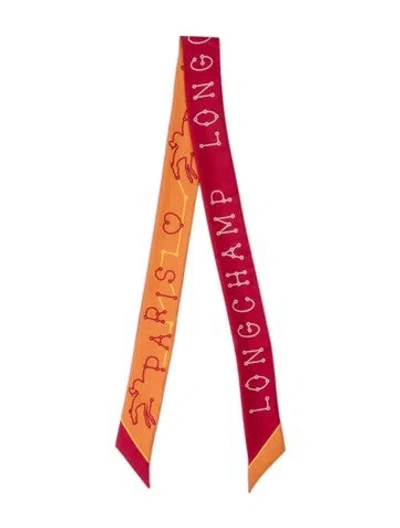 Pre-owned Longchamp Silk Printed Bandeau In Red