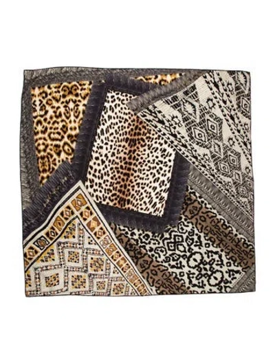 Pre-owned Longchamp Silk Printed Scarf In Black