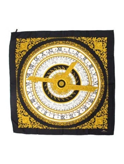 Pre-owned Longchamp Silk Printed Scarf In Black