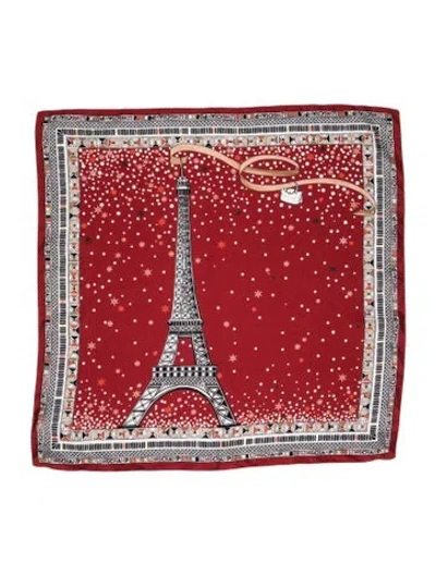 Pre-owned Longchamp Silk Printed Scarf In Burgundy