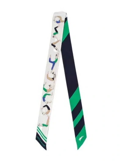 Pre-owned Longchamp Silk Printed Scarf In Green