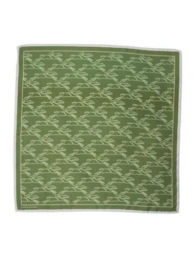 Pre-owned Longchamp Silk Printed Scarf In Green