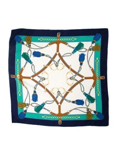 Pre-owned Longchamp Silk Printed Scarf In Multi