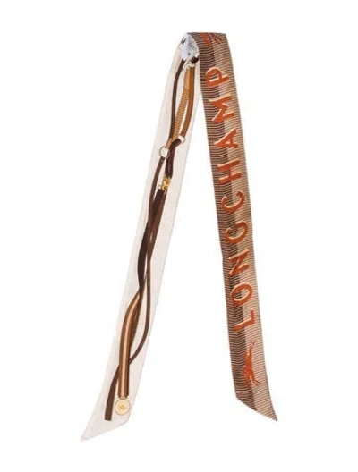 Pre-owned Longchamp Silk Printed Scarf In Orange