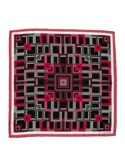 Pre-owned Longchamp Silk Printed Scarf In Red