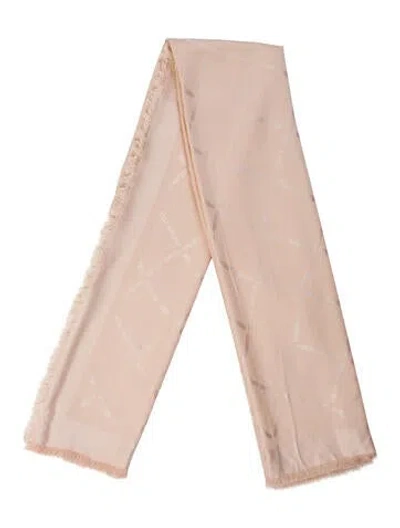 Pre-owned Longchamp Silk Printed Shawl In Neutral