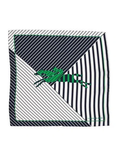 Pre-owned Longchamp Silk Striped Scarf In Blue/neutrals