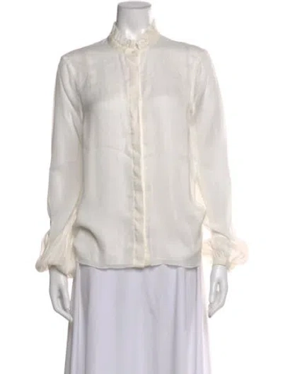 Pre-owned Longchamp Silk Top In Neutral
