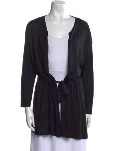 Pre-owned Longchamp Silk V-neck Sweater In Black