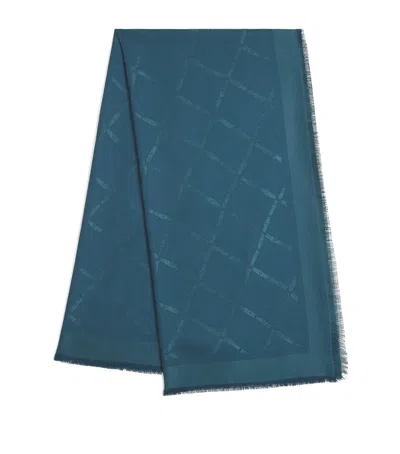 Longchamp Silk-wool Le Roseau Scarf In Blue