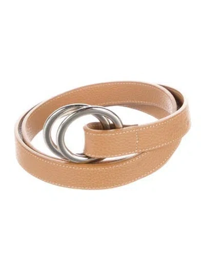 Pre-owned Longchamp Skinny Leather Belt In Brown