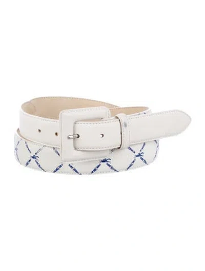 Pre-owned Longchamp Skinny Leather Belt In White