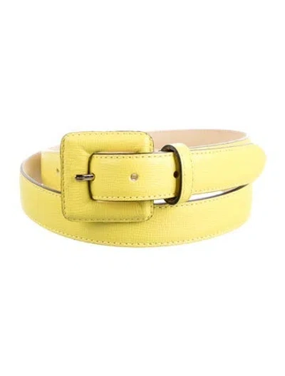 Pre-owned Longchamp Skinny Leather Belt In Yellow