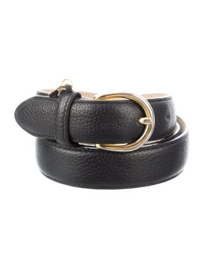 Pre-owned Longchamp Skinny Leather Waist Belt In Black