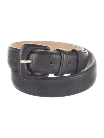 Pre-owned Longchamp Skinny Leather Waist Belt In Black