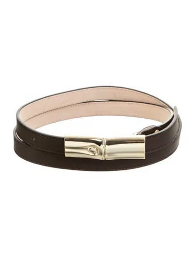 Pre-owned Longchamp Skinny Leather Waist Belt In Brown