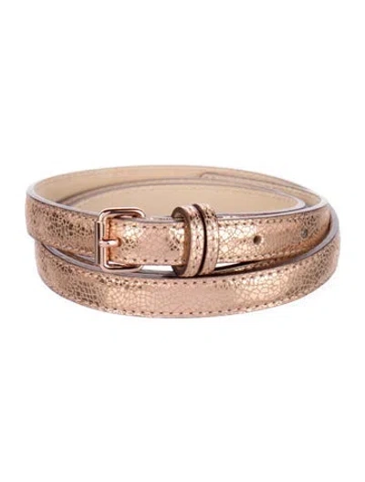 Pre-owned Longchamp Skinny Leather Waist Belt In Pink