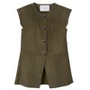 Longchamp Sleeveless Jacket In Kaki