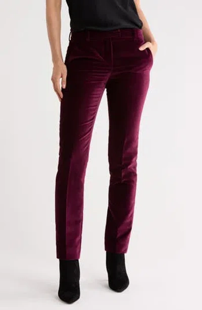 Longchamp Slim Fit Velvet Pants In Purple