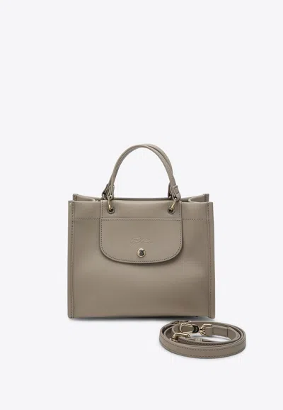 LONGCHAMP SMALL CABAS LEATHER TOP HANDLE BAG