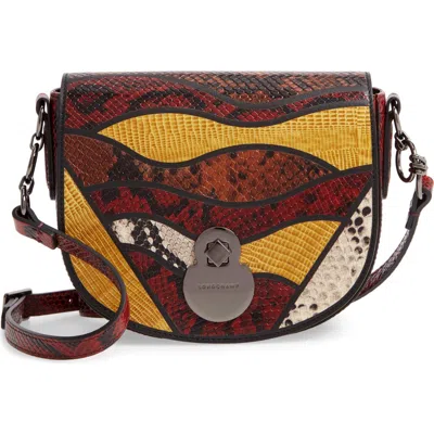 Longchamp Small Cavalcade Snakeskin Embossed Leather Crossbody Bag In Acid