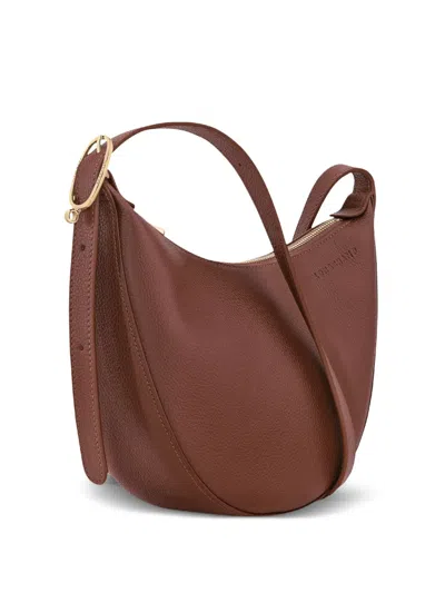 Longchamp Le Foulonné 粒面皮质小号斜挎包 In Brown
