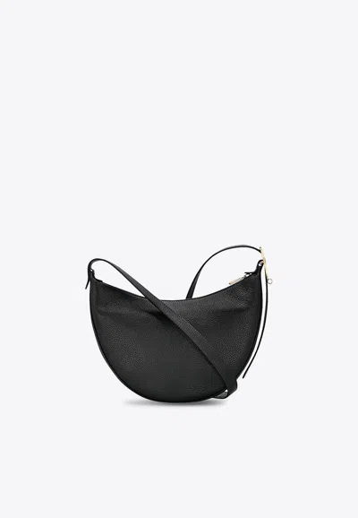 Longchamp Small Le Foulonné Leather Shoulder Bag In Black