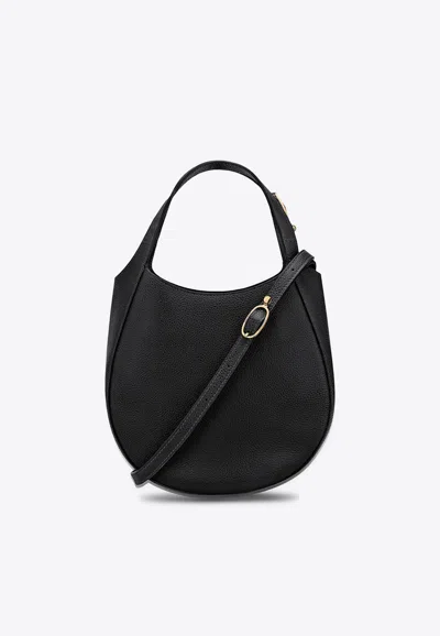 Longchamp Small Le Foulonné Leather Shoulder Bag In Black