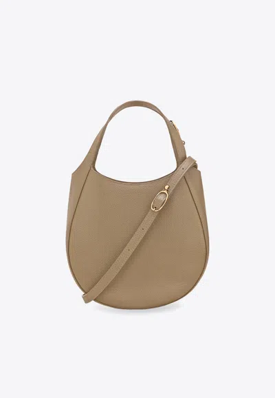 Longchamp Small Le Foulonné Leather Shoulder Bag In Green