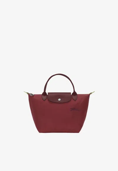 Longchamp Small Le Pliage Green Tote Bag In Burgundy