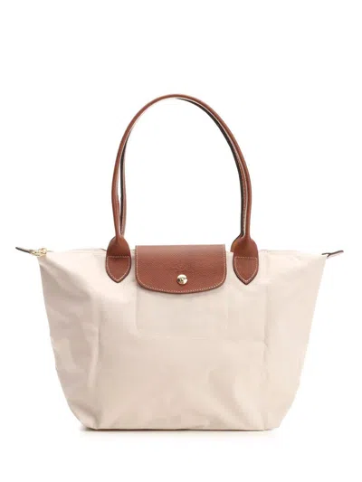 Longchamp Le Pliage Zipped Large Shoulder Bag In Beige