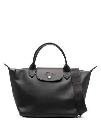 Longchamp Extra Small Le Pliage Xtra Leather Top Handle Bag In Black