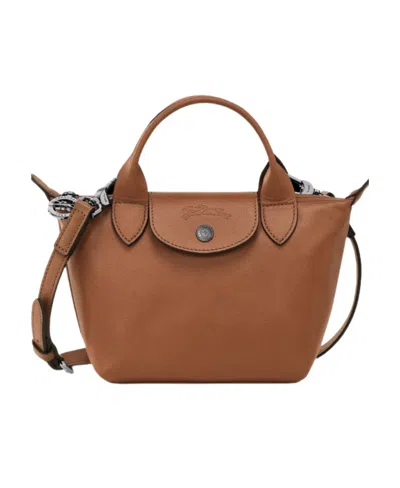 Longchamp Extra Small Le Pliage Xtra Leather Top Handle Bag In Brown