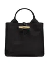 Longchamp Mini Structured Top Handle Bag With Detachable Strap In Black