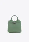 Longchamp Le Roseau Green Small Handbag With Adjustable And Removable Shoulder Strap In Leather In Green