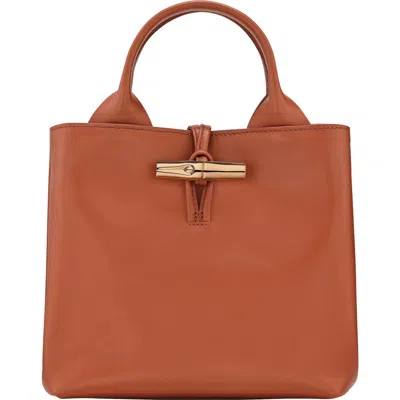 Longchamp Small Le Roseau Leather Tote In Brown