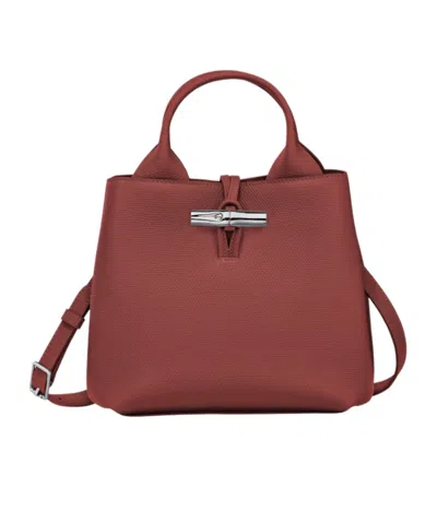Longchamp Small Le Roseau Leather Tote Bag In Red
