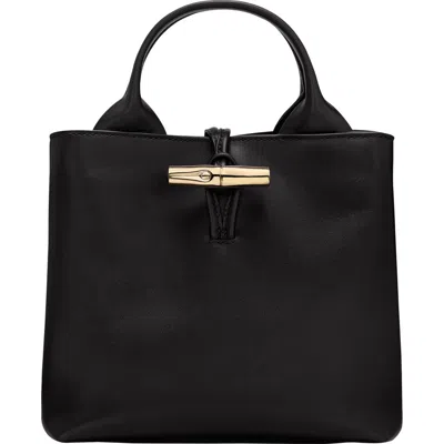 Longchamp Small Le Roseau Leather Tote In Black