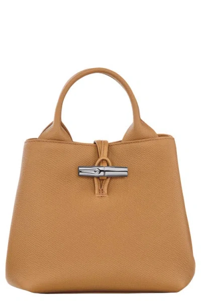 Longchamp Small Le Roseau Leather Tote In Brown