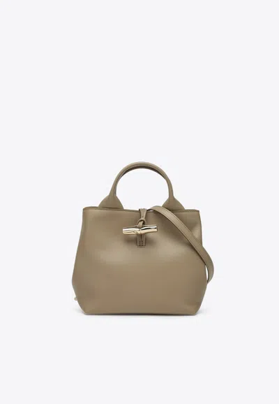Longchamp Small Le Roseau Top Handle Bag In Beige